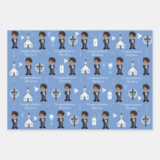 Erster Kommunion Geschenkpapier Set (Vorderseite)