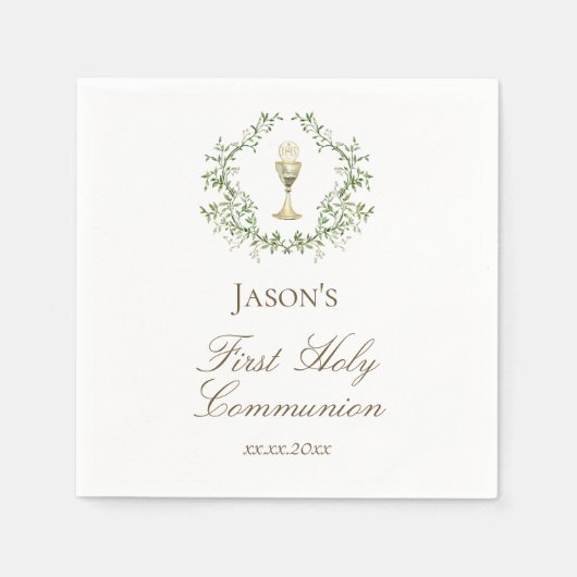 Erster Kommunion Grüne Wappen Chalice Serviette (Vorderseite)