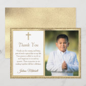 Erster Kommunion Religious Gold Cross Junge Vielen Dankeskarte (Vorne/Hinten)