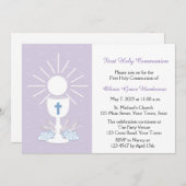 Erster KommunionChalice, Flieder Einladung (Vorne/Hinten)