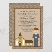 Erster Kommunions-Junge durch Kirchen-Einladung Einladung (Vorne/Hinten)