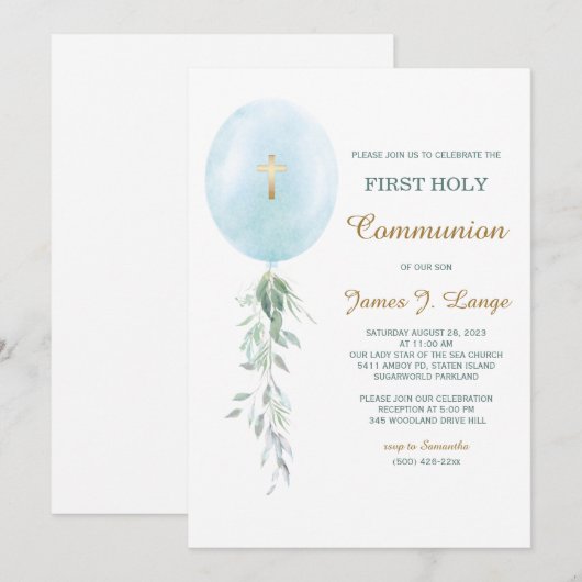 Erster Kommunionsjunge Einladung (Vorne/Hinten)