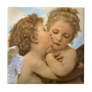 Erster Kuss (Engelsdetail) von Bouguereau Fliese