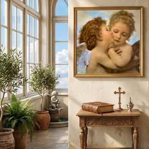 Erster Kuss (Engelsdetail) von Bouguereau Poster