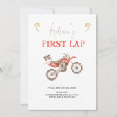 Erster LAP Red Dirt Bike Einladung Geburtstag (Vorderseite)