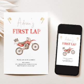 Erster LAP Red Dirt Bike Einladung Geburtstag