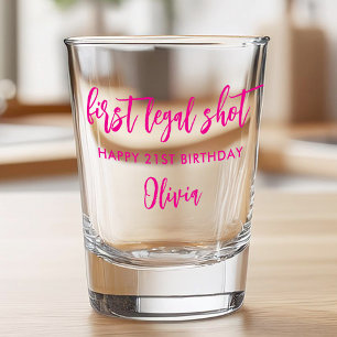 Erster legaler Schuss Modernes Hot Pink 21. Geburt Schnapsglas