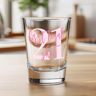 Erster legaler Schuss Modernes Rosa 21. Geburtstag Schnapsglas