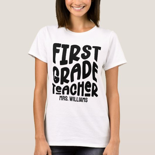 Erster Lehrer Einfache Retro-Anwendung T-Shirt (Vorderseite)