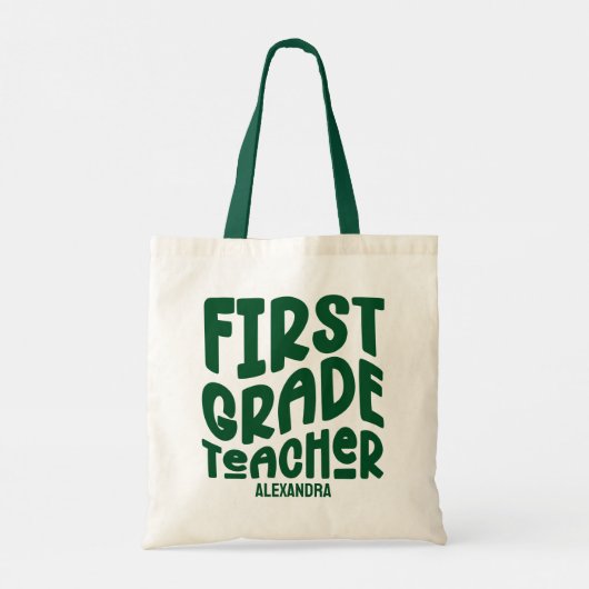 Erster Lehrer | Grüner Text Tragetasche (Rückseite)