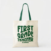 Erster Lehrer | Grüner Text Tragetasche (Vorne)