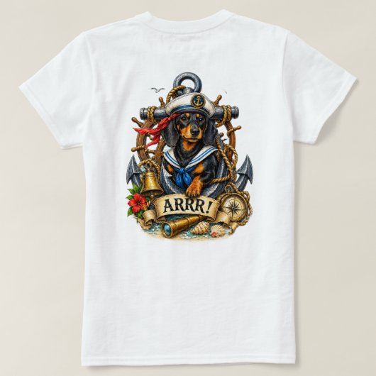 Erster Maat Dachshund T-Shirt (Design Rückseite)