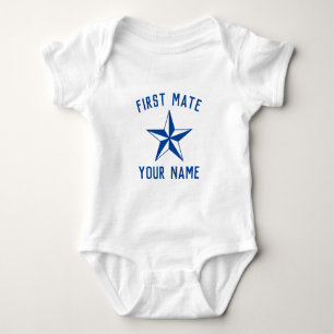 Erster Maat nautischer Stern navyblau und weiß für Baby Strampler