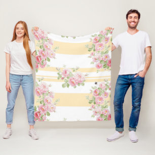 Erster Mai Sommerrosen Butterblumenstreifen mittel Fleecedecke