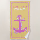 Erster Mate-ID402 für Papa und Anchor Pink Strandtuch (Vorderseite)
