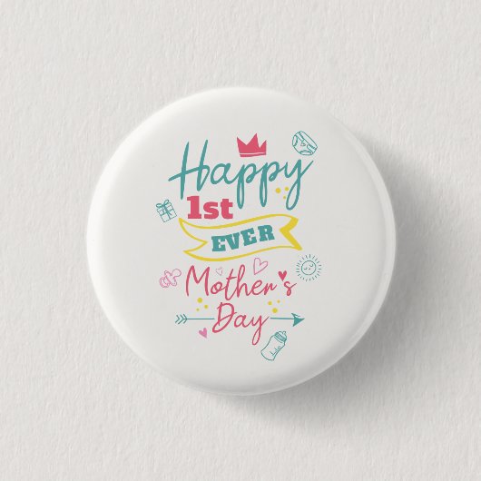 Erster Muttertag 1. Mal Mutter Süß Button (Vorderseite)