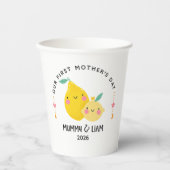 Erster Muttertag 2026 Süße Zitrone Mama & Baby Pappbecher (Vorderseite)