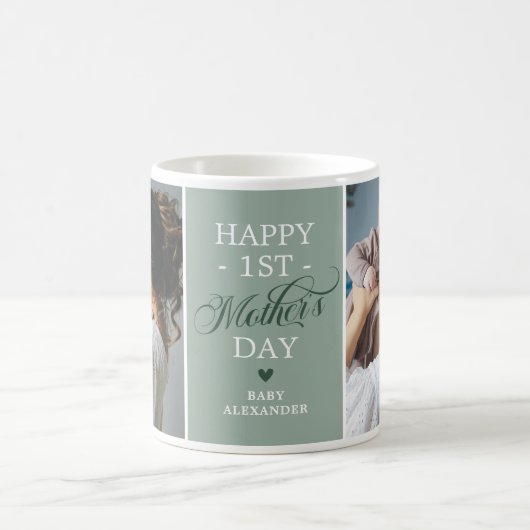Erster Müttertag 2 Foto Grün Kaffeetasse (Mittel)