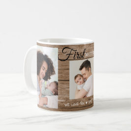 Erster Muttertag 3 Foto Collage Rustikales Holz Kaffeetasse