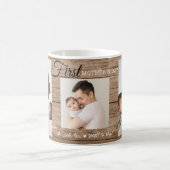 Erster Muttertag 3 Foto Collage Rustikales Holz Kaffeetasse (Mittel)