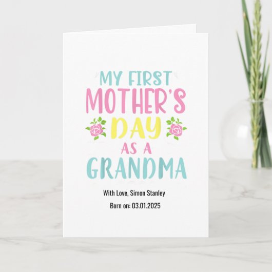 Erster Muttertag als neues Oma, Rose, bunt Karte (Vorderseite)