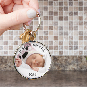 Erster Muttertag Benutzerdefiniertes Jahr Baby-Fot Schlüsselanhänger