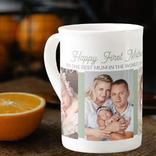 Erster Muttertag Beste Mum 4 Foto Salbei Grün Porzellantasse