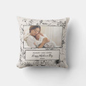 Erster Muttertag Blush Botanisches Foto Kissen (Vorderseite)