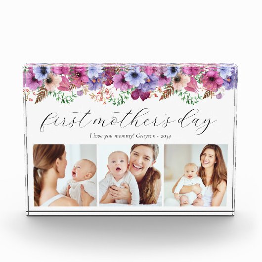 Erster Muttertag der Blume Drei Fotoblock (Vorderseite)