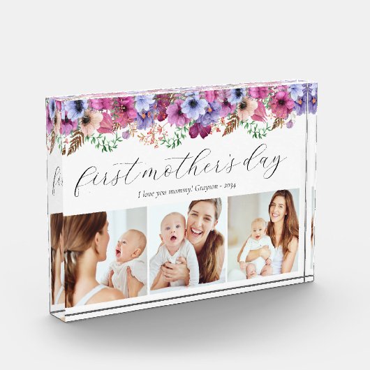 Erster Muttertag der Blume Drei Fotoblock (Links)