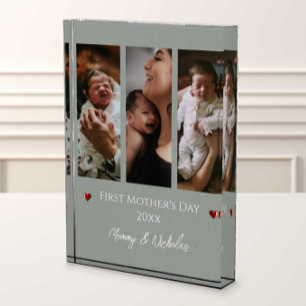 Erster Muttertag drei Mal Collage Szene Grün Fotoblock