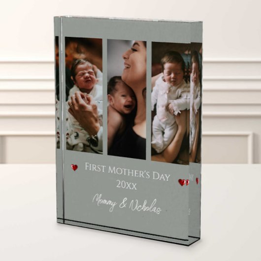 Erster Muttertag drei Mal Collage Szene Grün Fotoblock