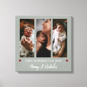 Erster Muttertag drei Mal Collage Szene Grün Leinwanddruck (Vorderseite)