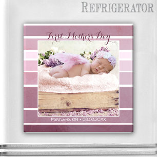 Erster Muttertag Lilac Striped Baby Foto Magnet