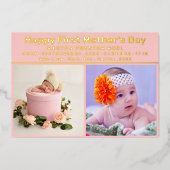 Erster Muttertag mit Message Baby Boy Card Folien Feiertagskarte (Vorderseite)