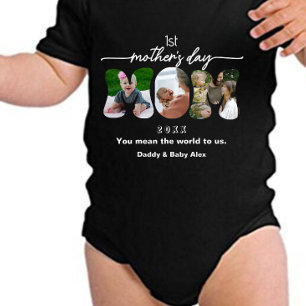 Erster Muttertag Mom Ausschnitt 3 Fotos Collage Baby Strampler