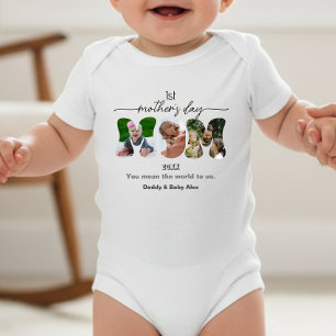 Erster Muttertag Mom Cutout 3 Fotos Collage   Baby Strampler