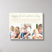 Erster Muttertag Oma 3 Foto Creme Leinwanddruck (Vorderseite)