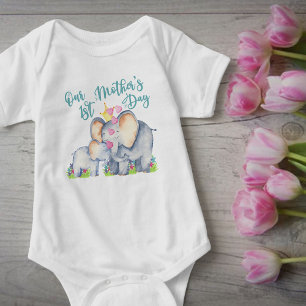 Erster Muttertag Süße Mama und Baby Elefant Strampler