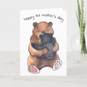 Erster Muttertag Süßer Babybär umarmt Karte