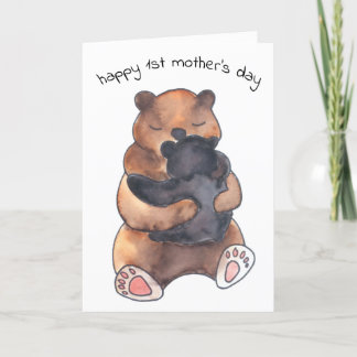 Erster Muttertag Süßer Babybär umarmt Karte
