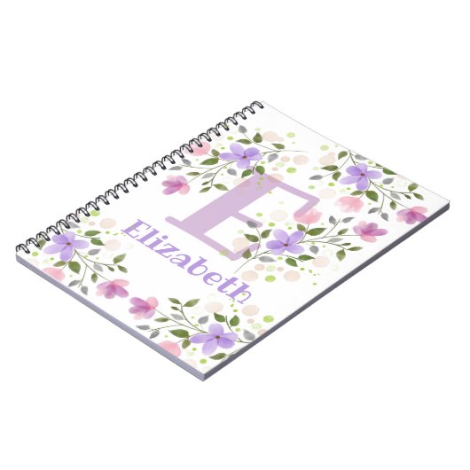 Erster Name plus Name Elizabeth mit Blume Notizblock (Linke Seite)