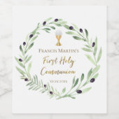 Erster Olivenkranz der Heiligen Kommunion Weinetikett (Einzelnes Label)