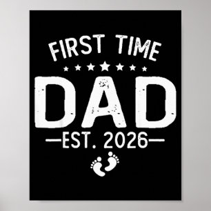 Erster Papa Neuer Vater Est 2026 Hemd Vatertag Poster