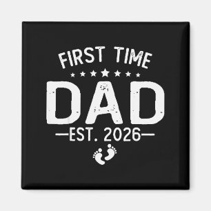Erster Papa Neuer Vater Est 2026 T-Shirt Vatertag Magnet