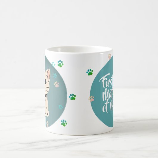 Erster Partner von Mischief Cat Lover Geschenk Kaffeetasse (Mittel)