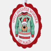 Erster Platz Hässlicher-Schwester-Gewinner Weihnac Ornament Karte (Links)