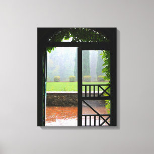 Erster Regen, Efeu und Ziegelstein eingewickelte Leinwanddruck