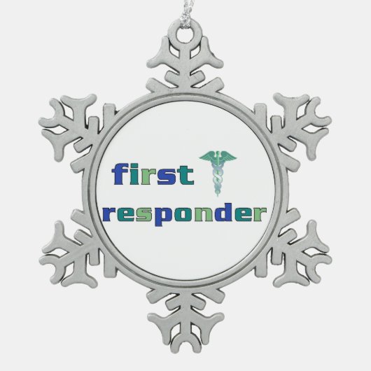 Erster Responder Schneeflocken Zinn-Ornament (Vorderseite)