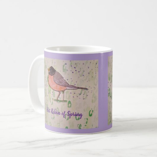 Erster Robin of Spring Bale Lila Kaffeetasse (Vorderseite Links)